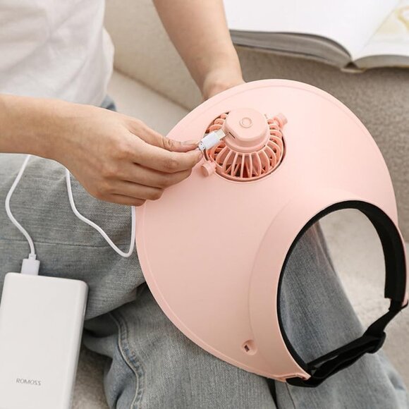 Sun Visor Hat with Fan Adjustable Elastic PVC Large Sun Protection Unisex - Picture 5 of 7